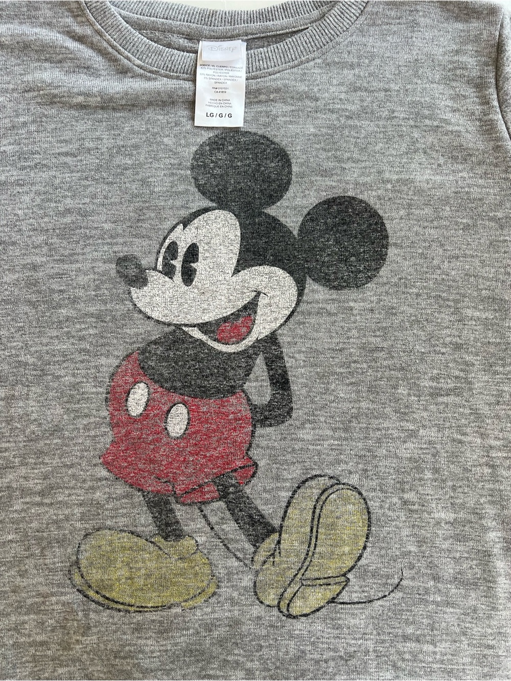 Disney Mickey Mouse Gray Sweatshirt Size Large Classic Graphic